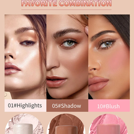 Makeup Face Contouring Bronzer Stick Highlighter 2 in 1 Matte Glitter Brightening Silkworm Blusher Rouge Cream Concealer Pen