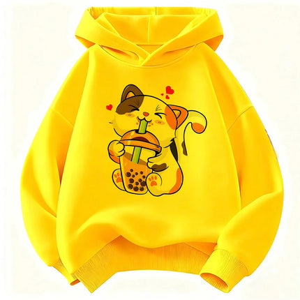 Fashion Happy Dog Drinking Juice Children's Hoodie Sweatshirt Cute Hoody for Boys Girls Casual Hoodies