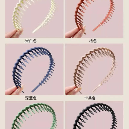 1Pc Solid Color Wave Hairbands for Women Trendy Toothed Non-slip Hair Combs Hair Accessories Girl Face Wash Sports Headbands 집게핀
