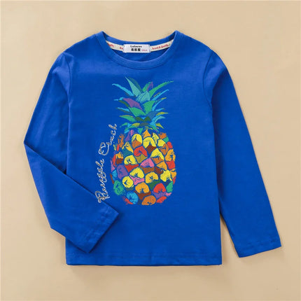 Aimi Lakana Kids Cotton T-Shirt Boys Long Sleeve Tops Pineapple Print Shirt Girls Spring Autumn Shirts