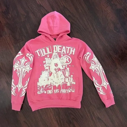 Hoodie with letter printing and cartoon pattern, hooded sweatshirt, 2026, Harajuku clothing, men's and women's tops, Gothic styl