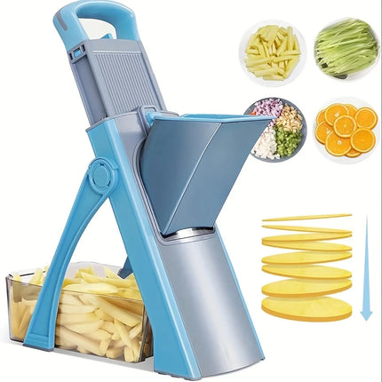 Adjustable Manual Mandolin Slicer with Stainless Steel Blades – Large Vegetable and Fruit Dicing and Slicing Machine,