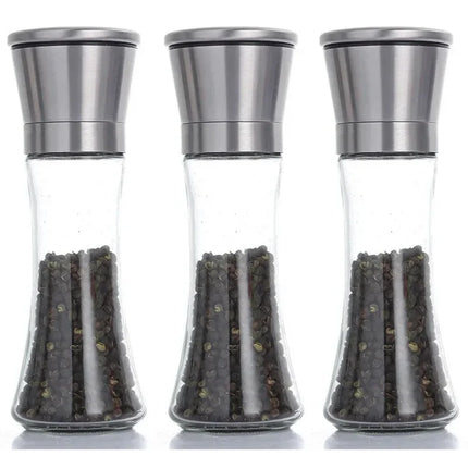 180/200ML Pepper Grinder Stainless Steel Glass Spice Bottle Salt Pepper Mill Manual Spice Grinder Mill Household Kitchen Gadgets