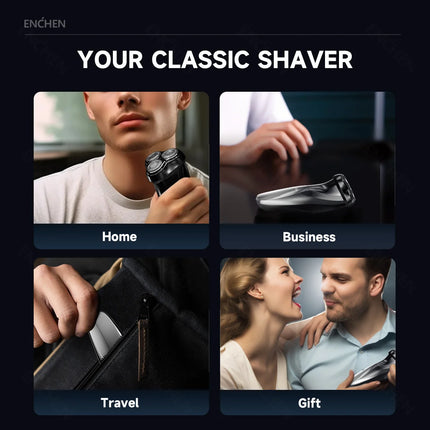 ENCHEN Blackstone3 Electric Rotary 3D Shaver 100% Waterproof  With POP-UP Precision Trimmer And Type-C Quick Charging