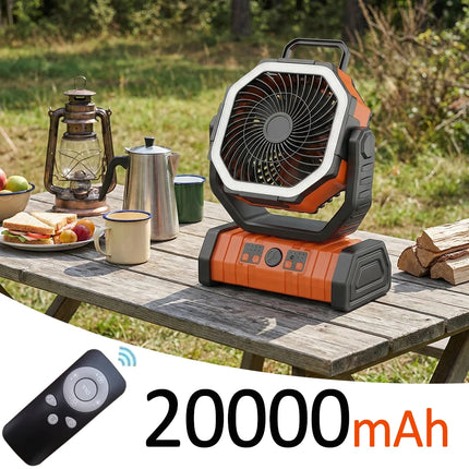 Outdoor Portable Fan 50000mAh Battery Operated withTurbo High-Speed Brushless Motor Auto-Swing for Camping Hiking Picnic BBQ