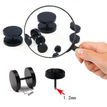 2Pcs/1Pair Gothic Stainless Steel Screw Dumbbell Stud Earrings For Women/Men Hip Hop Rock Hypoallergenic Punk Jewelry