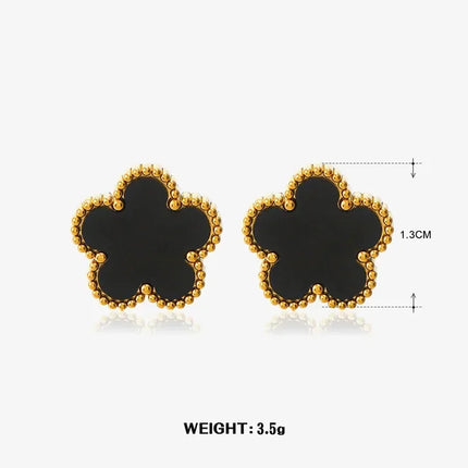 New Lucky Five-petal Flower Five-leaf Clover Earrings Necklace Two-piece set for Woman Fashionable Accessories Party Jewelry