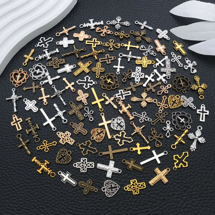 20/100 Styles Antique Silver Crosses - Perfect for Handmade Jewelry like Necklaces, Bracelets & Earrings"