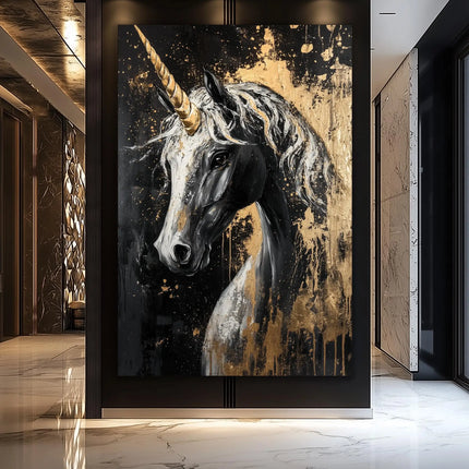 Fox Elephant Eagle Canvas Painting Black Gold Animal Print Poster Luxury Wild Animal Decoration Abstract Modern Gold Home Decor
