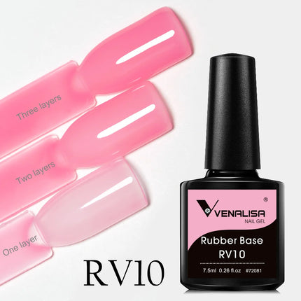 7.5ml Venalisa HEMA Free TPO Free Rubber Base Jelly Pink Soak Off UV LED Gel Polish Semi Permanent Nail Manicure Varnish