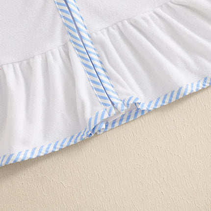 Toddler Girl Hooded Beach Coverup Summer Infant Stripe Print Zipper Robe Children Short Sleeve Summer Swimwear Cover-up