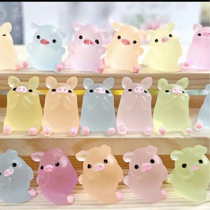 10PCS New Glow Piglet Toy DIY Resin Accessories Cream Gel Material Decoration