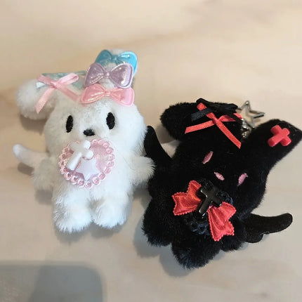 Anime NEEDY GIRL OVERDOSE Rain Ame Cosplay Keychain Cute Kawaii Rabbit Plush Cotton Stuffed Doll Pendant Keyring Accessories
