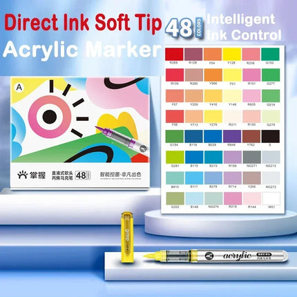 GRASP 120/1 Colors Acrylic Marker Pens Waterproof Pen Soft Brush Nib Student Art for Glass Stone Art School Supplies Stationery