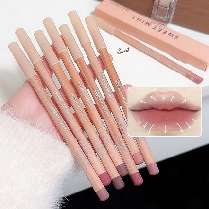 Wood Matte Lip Liner No Color Outline Lip Lipstick Pen Long-Lasting Easy To Sharpener Perfect Lip Contour Lipstick Pencil