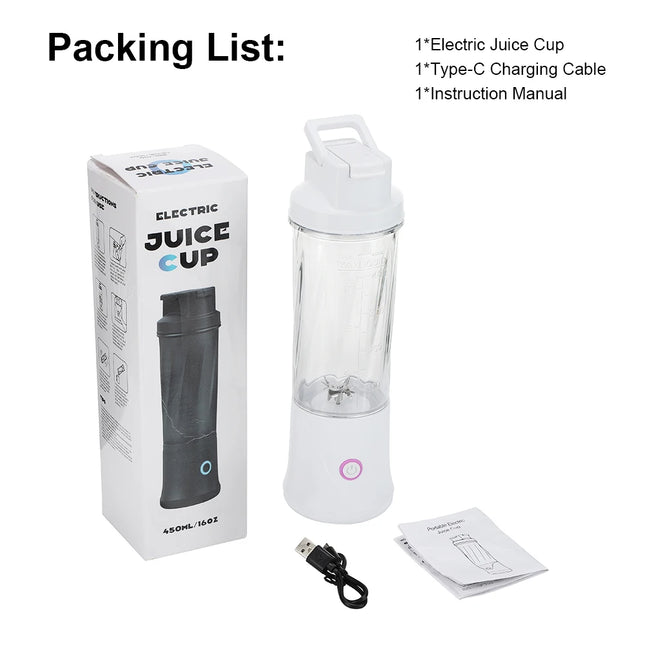 6 Blades Electric Juicer Cup 2 Cups For Travel Portable Juicer Mixer Usb Charge Fresh Fruit Juice Personal Blender Smoothie