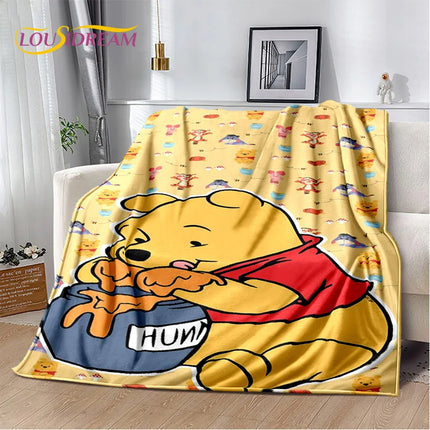 Cute Winnie Pooh Bear Cartoon Soft Flannel Blanket for Bed Bedroom Sofa Picnic,Throw Blanket for Outdoors Leisure Gift Kid Cover