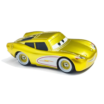 Disney Cars Electroplated Golden Racing Car 1/55 Metal Die Casting Model Alloy Material Anime Figure Kids Toys Birthday Gifts