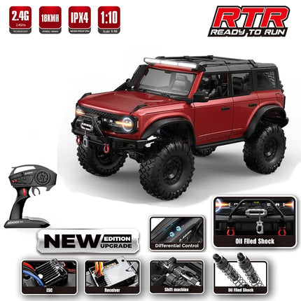 Huangbo R1001 1/10 Rc Car 2.4g Full Scale Simulation Climbing Off-Road Vehicle Model Adult Boys Remote Control Toys Xmas Gift