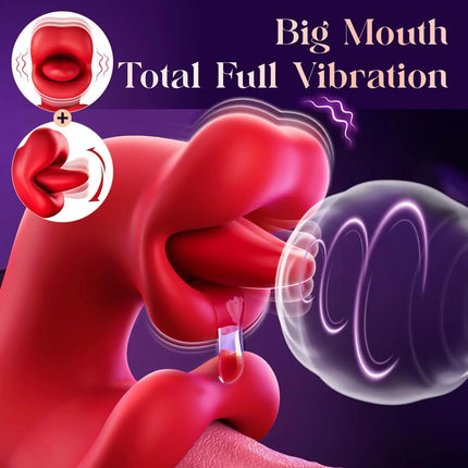 G Spot Rabbit Vibrator Tongue Scroll 10 Licking Vibrating ModeClit Nipples Stimulator Female Vagina Massager Rose Adult Sex Toy