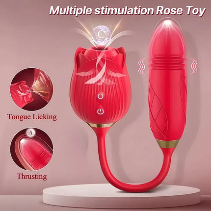 Powerful Sucker Vibrator Female Telescopic Nipple Clitoris Stimulation Dildo Thrusting Licking Vagin Massager Adult Sex Toys