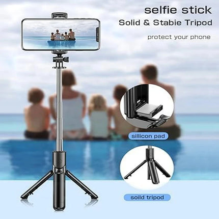 Live Streaming Bluetooth Wireless Selfie Stick Tripod Stand with Light Remote Extendable for iPhone Mobile Phone