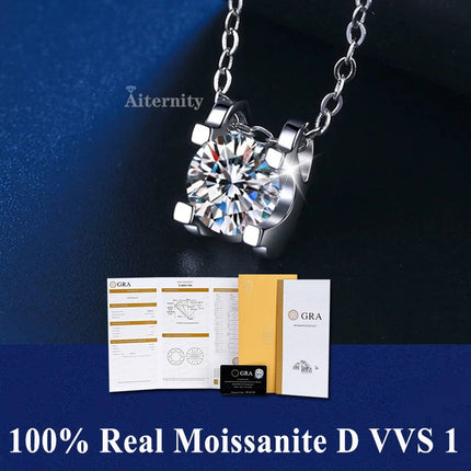 Classic 4 Prong Moissanite Pendant for Couple Men Women Wedding Jewelry Necklace D Color Lab Diamond Luxury Fine Jewelry