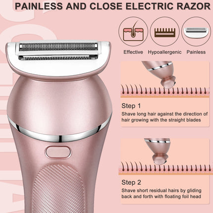 HATTEKER Women Multi-Function Electric Hair Remover Home Use Three-in-One Waxing Tool Washable Full Body Intimate Trimmer Razor