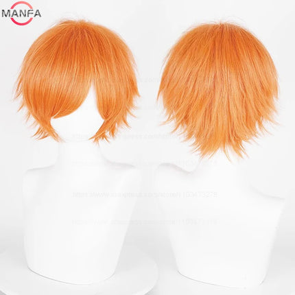 Anime 30cm Short Straight Cosplay Wig Black White Green Brown Purple Blue Gray Red Gold Man Women Heat Resistant Synthetic Hair