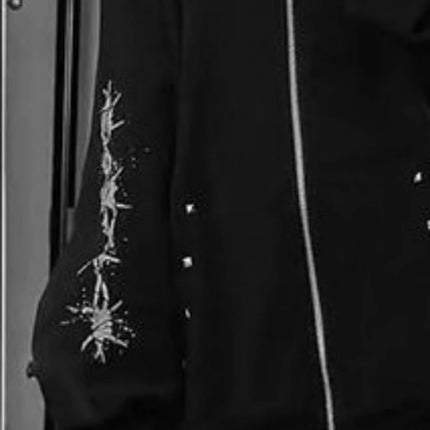 Autumn Gothic American Retro Zipper Hoodie Jacket Women Embroidery Letter Design Sweatshirt Harajuku 2000s Warm Tops Clothes