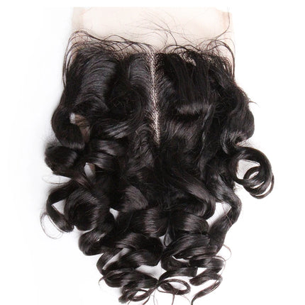 Htonicca Lace Closure Human Hair Brazilian Curly 4x1 T Part Lace Closure With Baby Hair Natural Color Middle Part Curly Closures