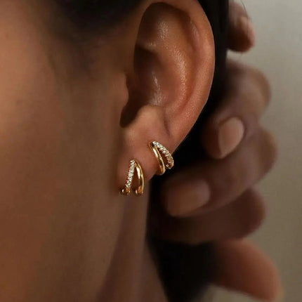 Gold Hoop Earrings for Women, 14K Gold Plated Diamond Huggie Hoop Earrings for Women Wedding Gift For Women Christmas Gift