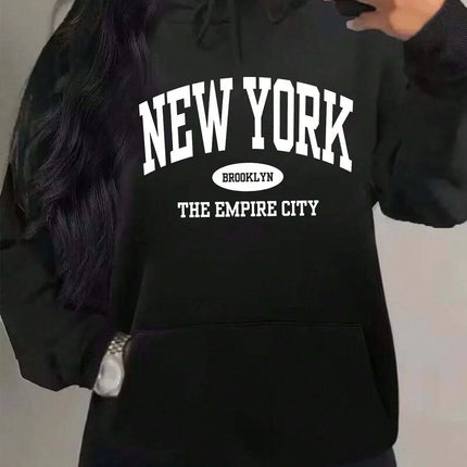 New York City Brooklyn Creative Letter Printed Female Hoodies Multicolor Loose Hoody Y2K Street Sportswear Fleece Hoodie Unisex