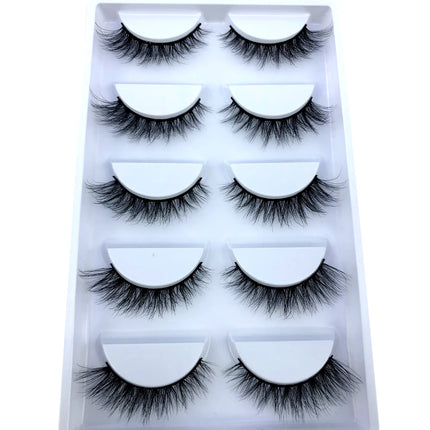 New 5 pairs natural fluffy 3D mink false eyelashes fake lashes makeup kit Mink Lashes extension eye lashes short eyelashes