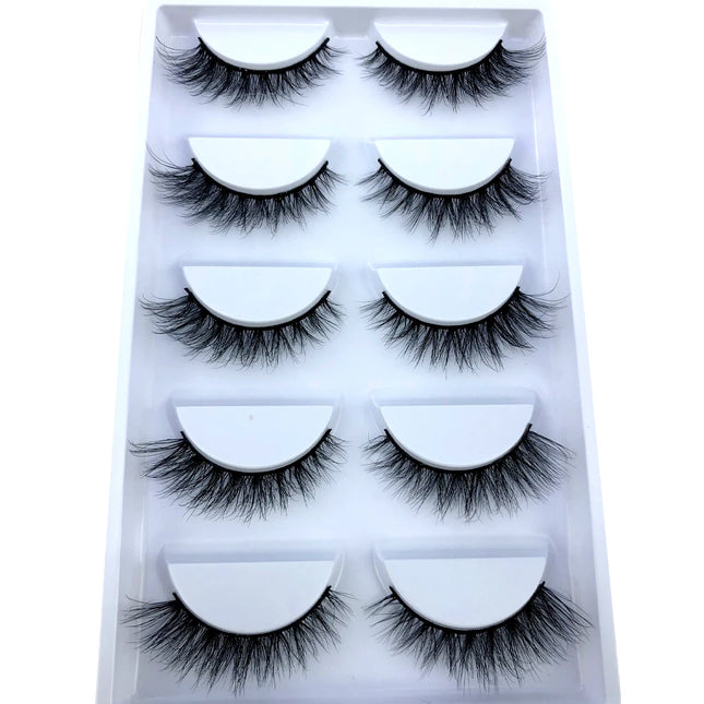 New 5 pairs natural fluffy 3D mink false eyelashes fake lashes makeup kit Mink Lashes extension eye lashes short eyelashes