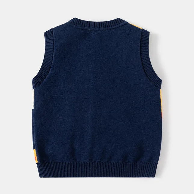 Autumn Spring Boy Girl Sweater Rocket Giraffe Cardigan Stitch Kid Clothing Sleeveless Buttons Baby Costume 2-6Y Children Sweater