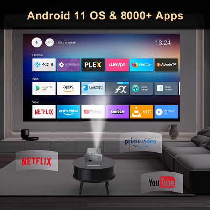 Salange Mini Projector P28B Home Theater Android 11 BT5.2 WIFI Free-Style Placement Projection Support Smartphone Same Screen