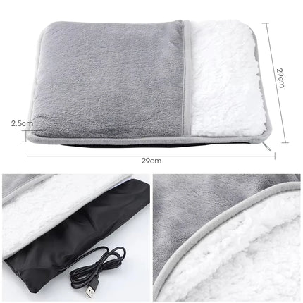 Foot Warmer USB Electric Heating Pad Soft Plush Warm Foot Cover Thermal Heater for Home Bedroom