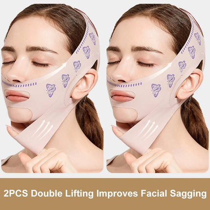 Double Layer Upgraded Chin Up Mask V-Line Face Lift Tighten Mask Face Lifting Belt Anti Wrinkle Facial Massage Strap Skin Care ﻿