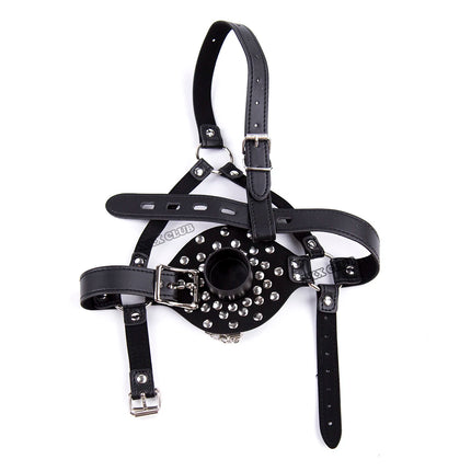 Thierry Plug Your Hole Open Mouth Gag Leather Head Harness, SM Bondage Slave Sex Toys for Couple Adult Games Erotic Sex Products