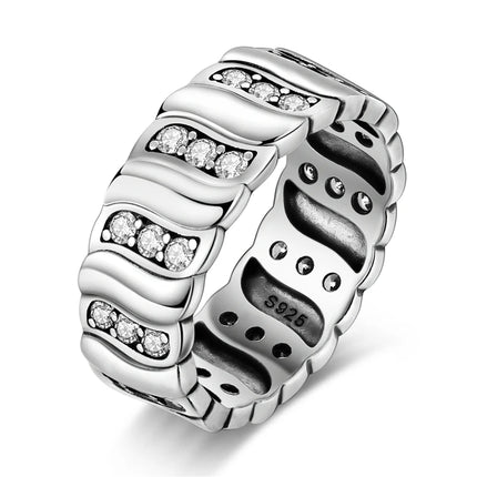 Shine Zircon Ring 925 Silver Original Stone Multi Layer Simple Infinitely Wide Rings For Women FineJewelry Wedding Party Gift