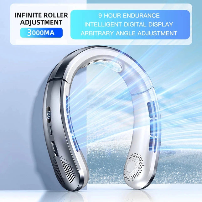 Hanging Neck Fan Digital Display Power Ventilator Bladeless Neckband Fan Portable Mini Air Cooler USB Rechargeable Electric Fans