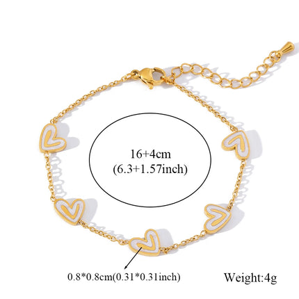 GANPUP 316L Stainless Steel Metal Gold Color Flower Heart Bracelet Bangle Texture Jewelry Trendy Wrist Chain for Women Men New