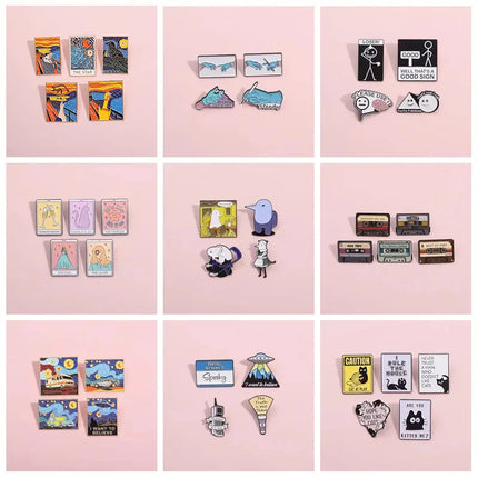 Creative Rectangular Humorous Quotes Enamel Pins Matchstick Retro Radio Dollar Currency Brooches Lapel Badge Jewelry Fans Gift