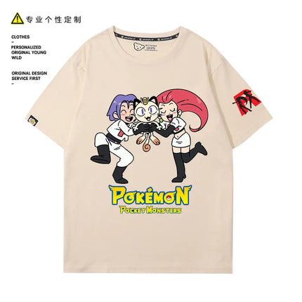 2026 Pokémon Rocket Team Short-Sleeved T-Shirt - Boys' and Girls' Children's Summer New Design Pure Cotton Half-Sleeve Clothing