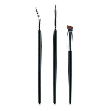 3pcs Eye Makeup Brush Ultra Fine Eyeliner Brush Set, Including Straight, Angled, Bent Tip, Suitable For Makeup
