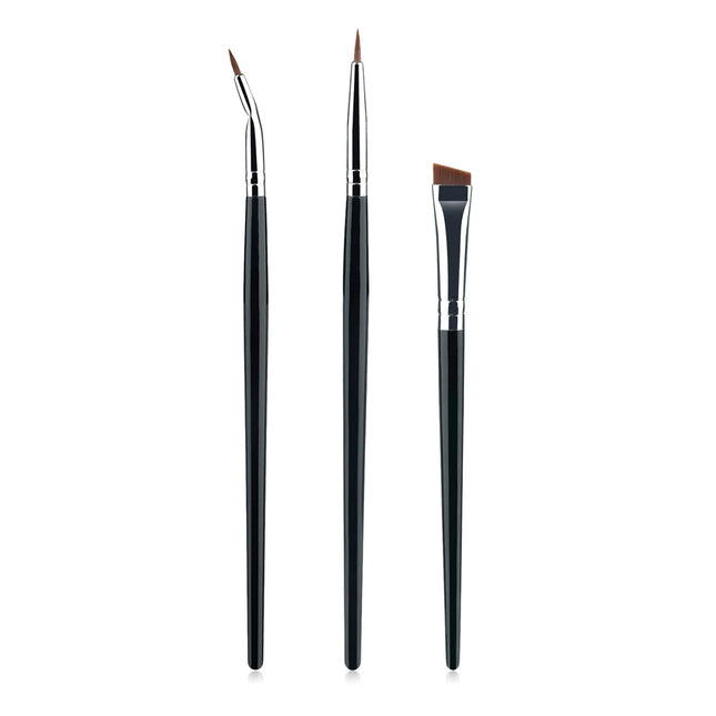 3pcs Eye Makeup Brush Ultra Fine Eyeliner Brush Set, Including Straight, Angled, Bent Tip, Suitable For Makeup