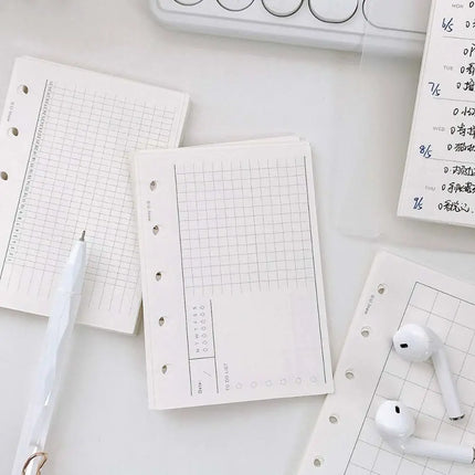 50Sheets M5 A8 Loose-Leaf Notebook Refill Paper 5-hole Line Grid Inner Refill Binder Paper Pages Daily Monthly Weekly Agenda