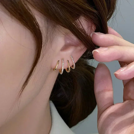 2026 New Shiny Four Claws Stud Earrings for Women Korean Rhinestone Zircon Earring Girls Birthday Party Wedding Fashion Jewelry