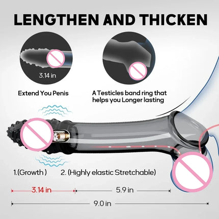 Penis Sleeve Extensions Condom Male Enlargement Delay Vibrators Clits Massager Cock Ring Vibrating Penis Cover Sex Toys For Men